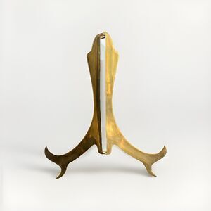 Vintage Brass Folding Easel Plate Picture Stand Holder Deco 7.5in